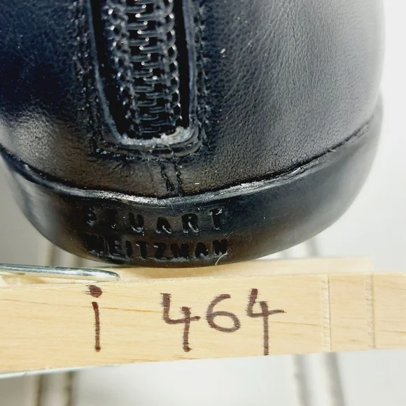 Stuart Weitzman Women's Black Leather Kitten Heel Back Zip Ankle Boots I464 - Picture 11 of 11